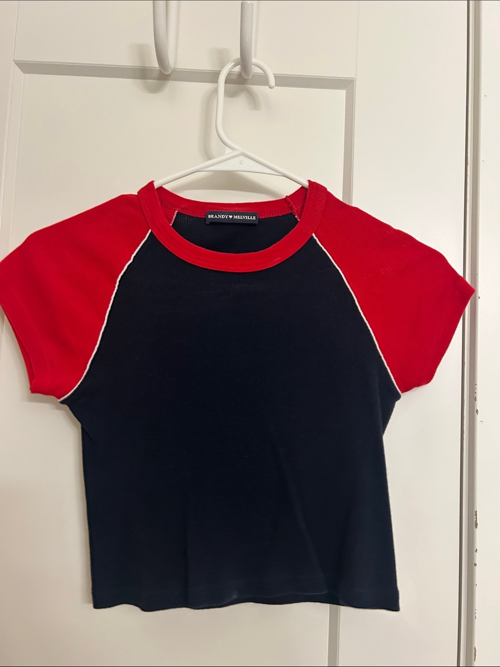 Brandy Melville Red & Navy Contrast Raglan Tee